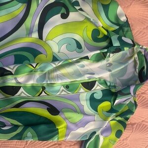Zara Vibrant Green and Gray Patterned Blouse + Skirt